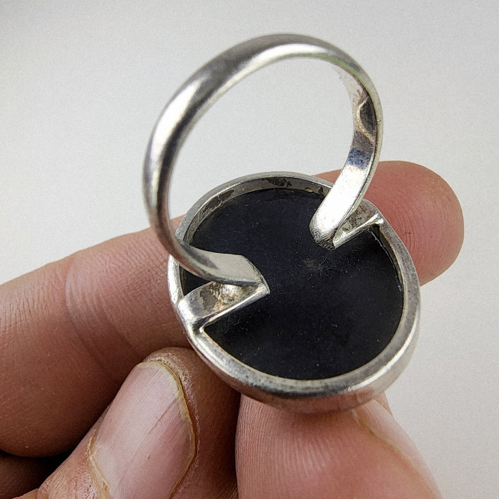 Hand Carved Agate Cameo Ring Size 8 1/4 Sterling Silver 925 Vintage