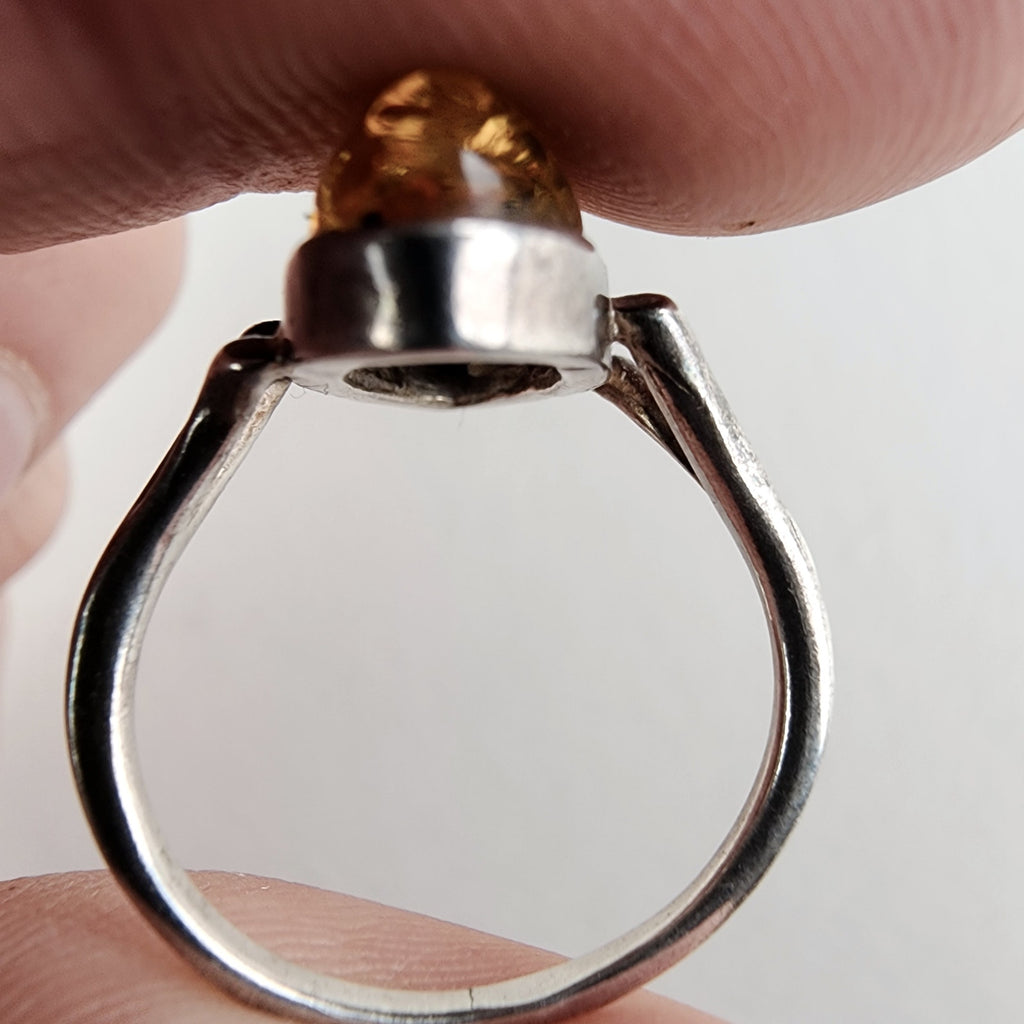 Vintage Baltic Amber Ring Size 8 in Sterling Silver 925