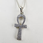 22" Moissanite Ankh Necklace Sterling Silver 925 New Iced Out