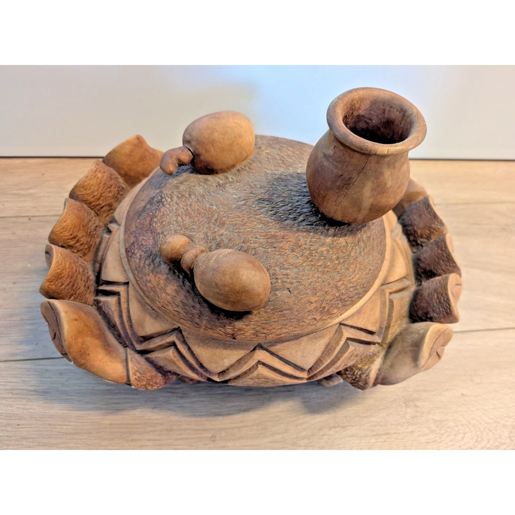 Hand Carved Wood Native Container Box Signed Mazive 1994