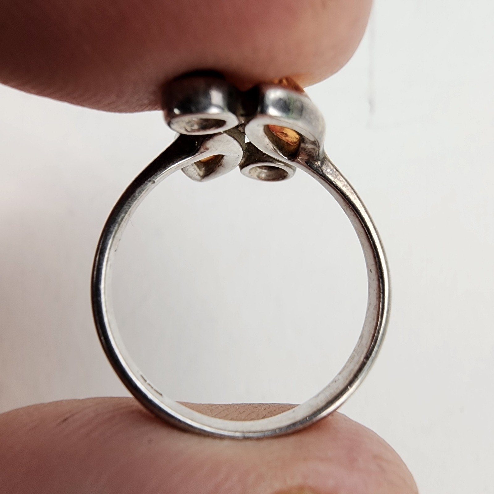 Tricolor Amber Ring Size 7 Sterling Silver 925 Vintage