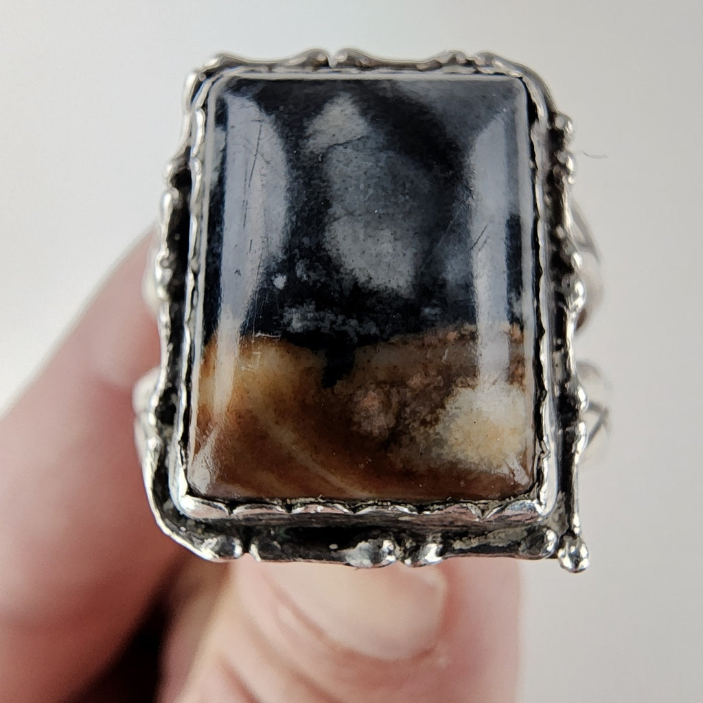 Old Pawn Moss Agate Ring Size 13 1/2 Sterling Silver 925 Native