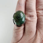 Taxco Mexico Green Agate Ring Size 5 1/2 in Sterling Silver 925 Vintage