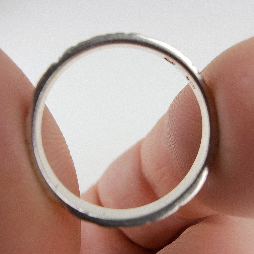 Textured Patterned Band Ring Size 7 1/2 Sterling Silver 925 Vintage