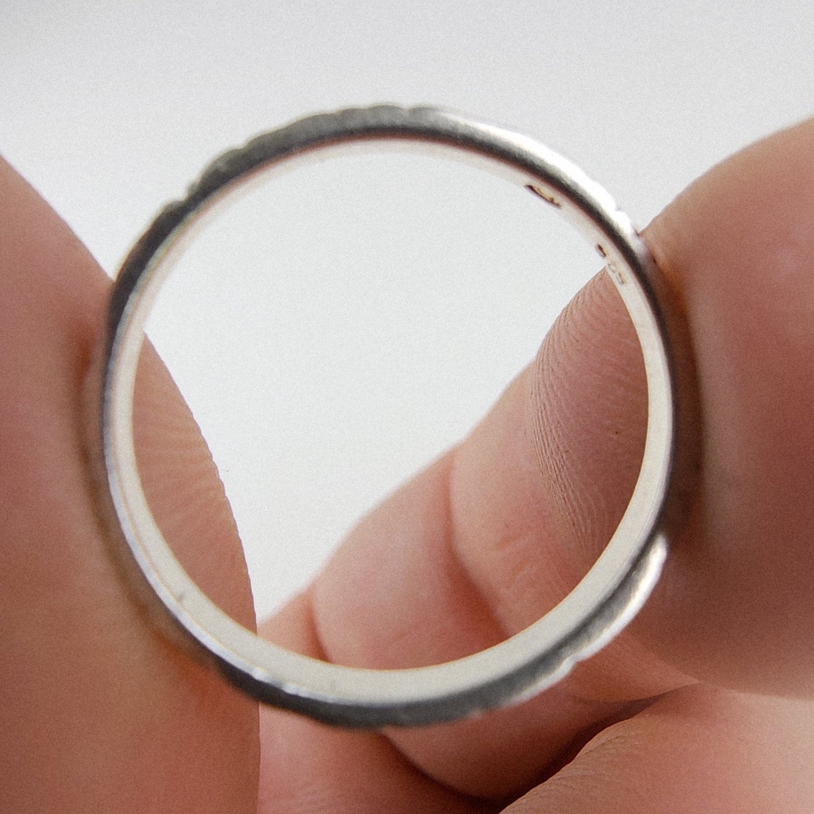 Textured Patterned Band Ring Size 7 1/2 Sterling Silver 925 Vintage