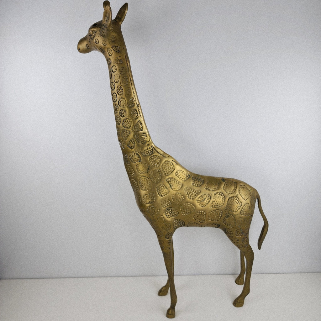 18" Brass Giraffe Animal Sculpture Midcentury MCM Stamped