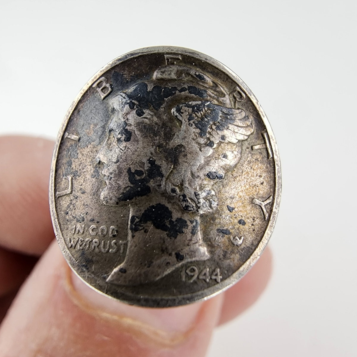 1944 Mercury Dime Adjustable Ring 90% Silver Vintage