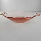 7" Pink Octagon Depression Glass Double Handled Scalloped Bowl
