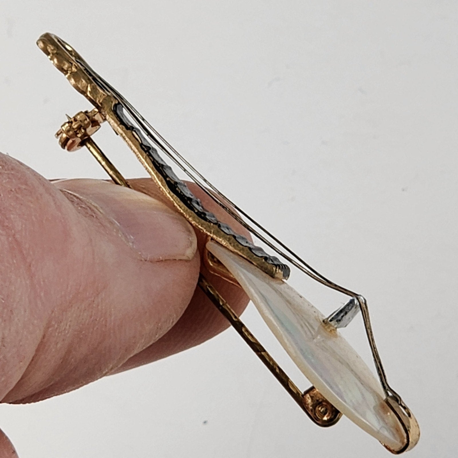 Vintage Mother of Pearl Violin Guitar Brooch Germany