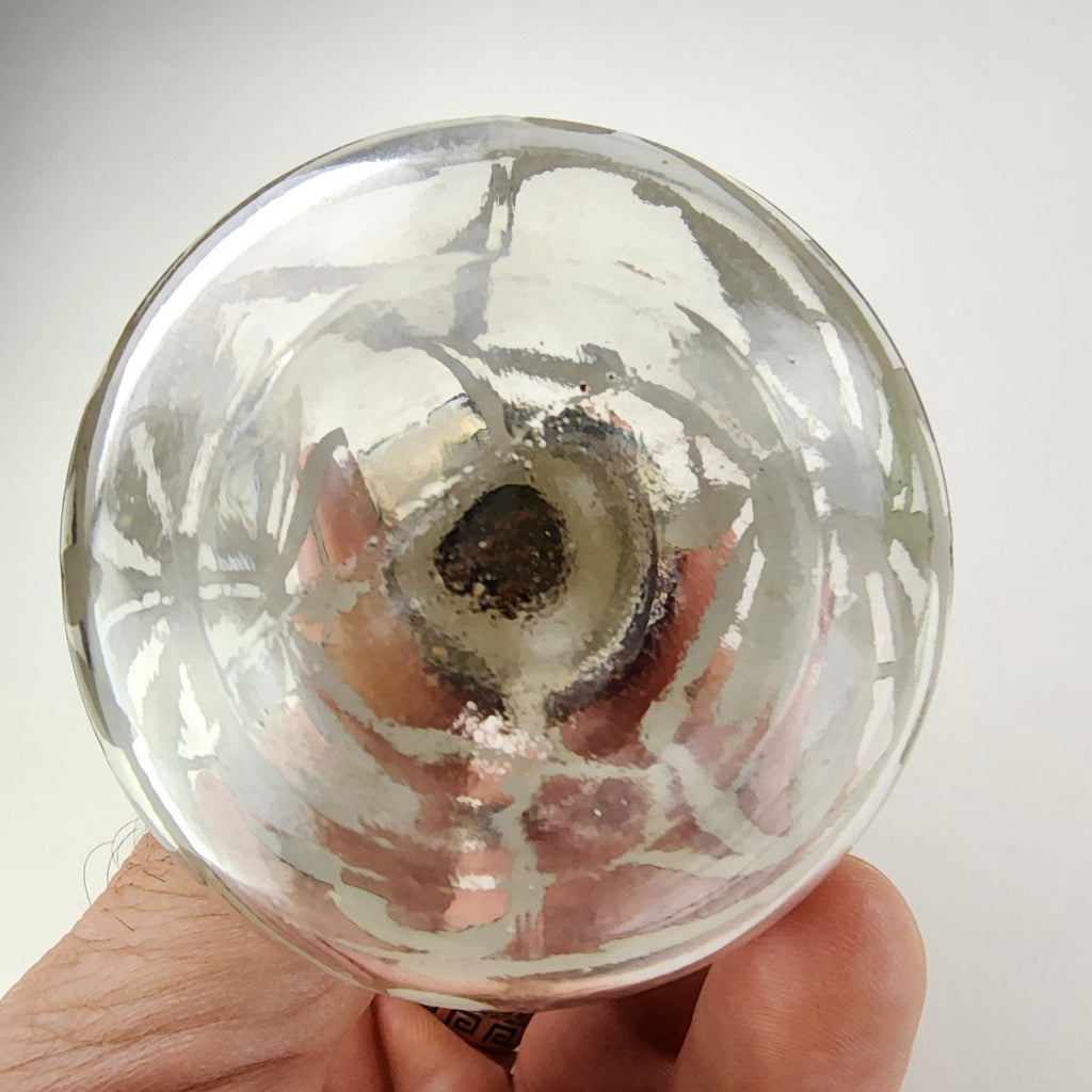 Art Nouveau Sterling Silver Overlay Glass Perfume Bottle with Stopper