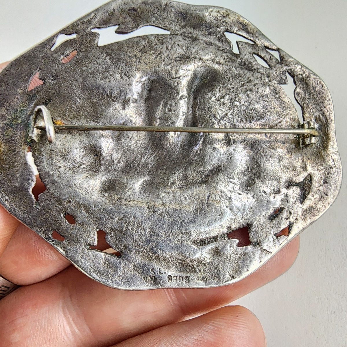 Antique Leif Erikson 830 Silver Brooch Soren Nielsen Norsk Monster Eriksonn