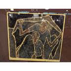 Refugee Woodblock Print Mother & Child by Stacie Smith-Rowe Framed Artist Proof