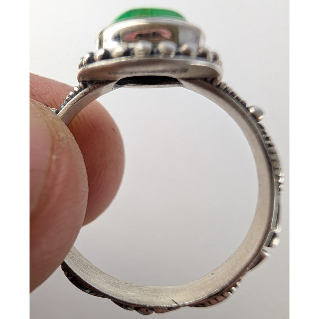 Southwestern Green Mohave Turquoise Sterling Silver 925 Ring Size 10