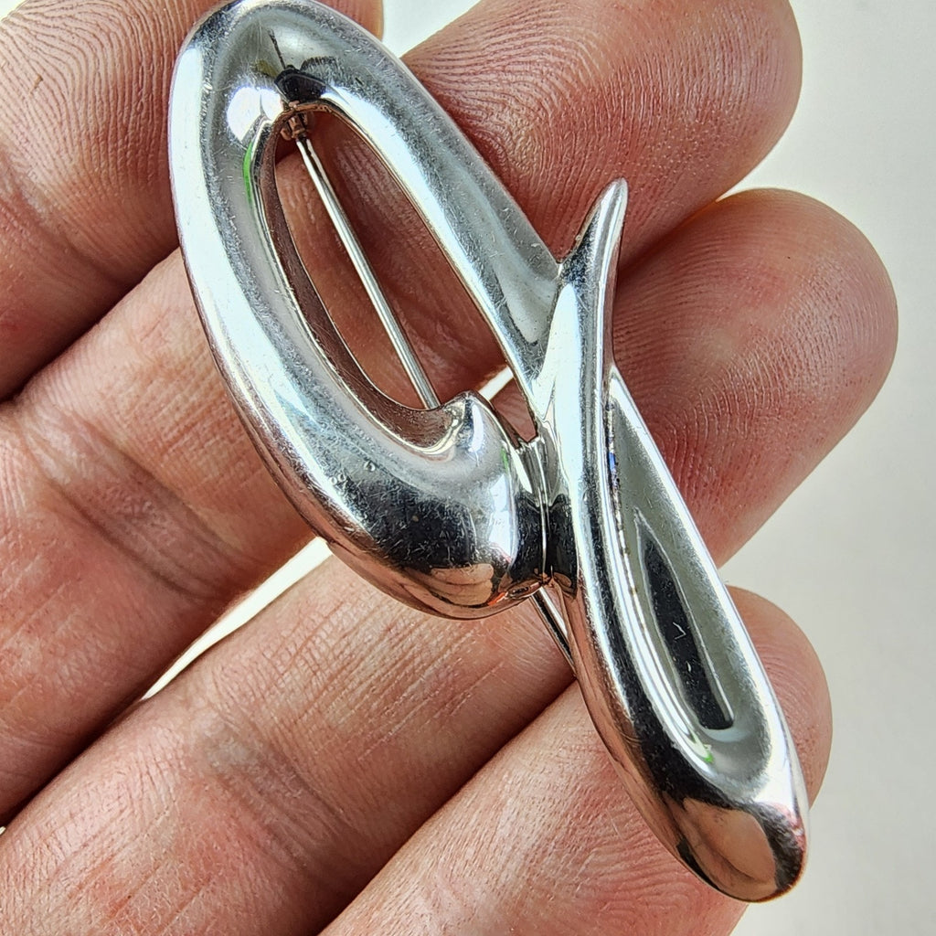 J Initail Designer Sterling Silver 925 Brooch Vintage Pin