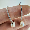 Pearl & CZ Accent Sterling Silver 925 Threader Earring Set Vintage