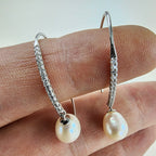 Pearl & CZ Accent Sterling Silver 925 Threader Earring Set Vintage