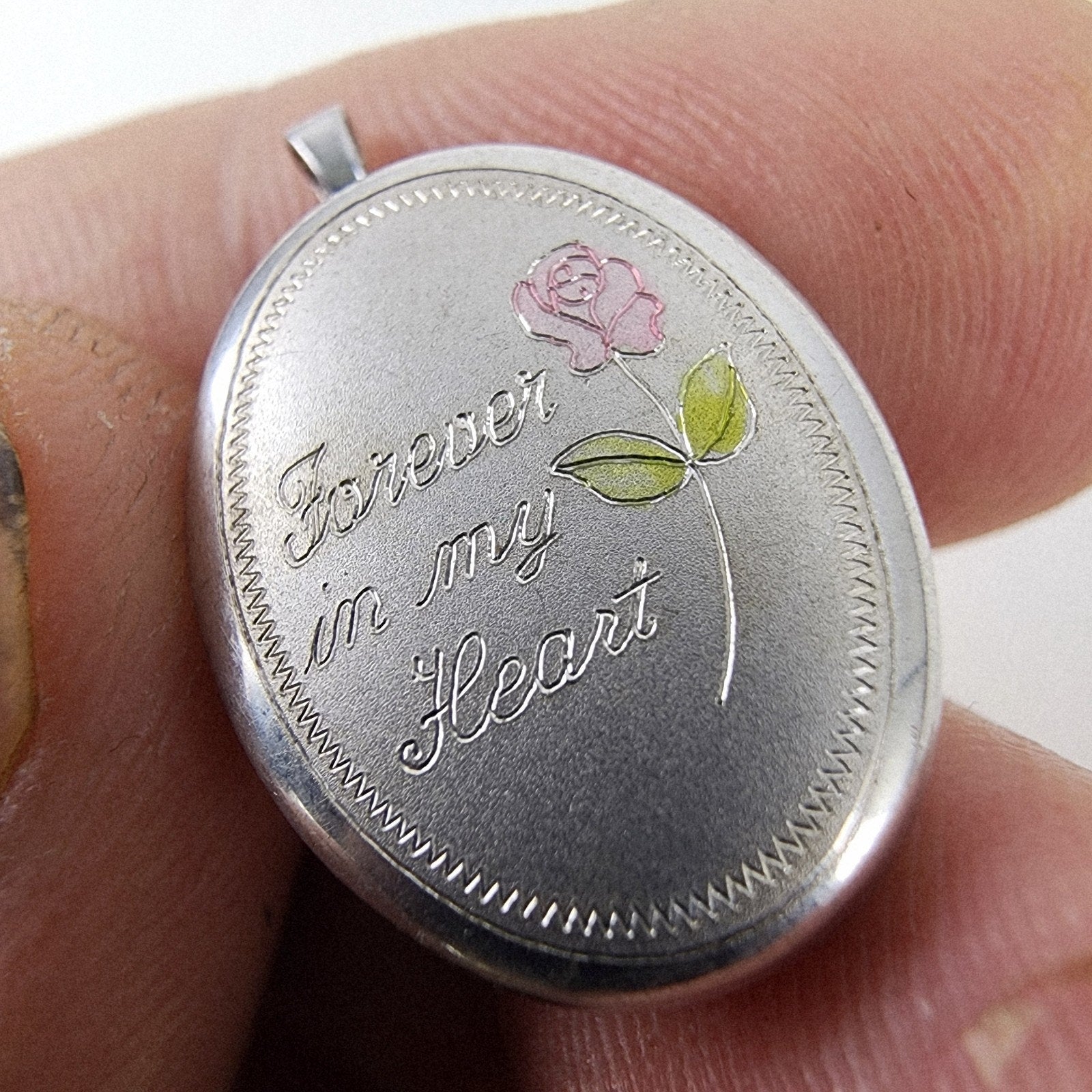 Heart Theme Photo Locket Sterling Silver 925 Pendant Vintage
