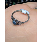Vintage Blue Sparkle ENAMEL Bali Sterling Silver Ring - Size 5 1/4