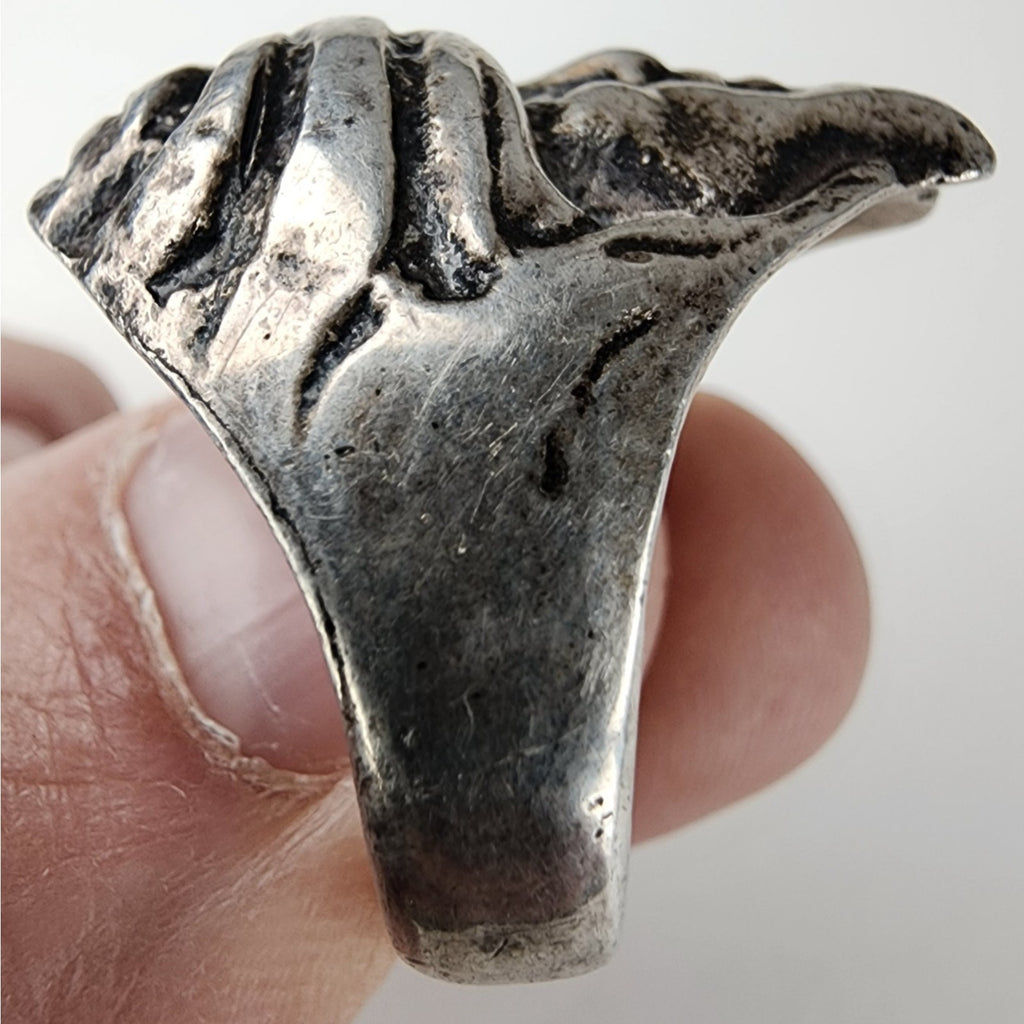 Art Nouveau Sheik Turban Man Ring Size 10 3/4 Sterling Silver 925 Vintage