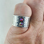 Dichroic Modernist Russian Ring Adjustable Size 8 1/2 Sterling Silver 875