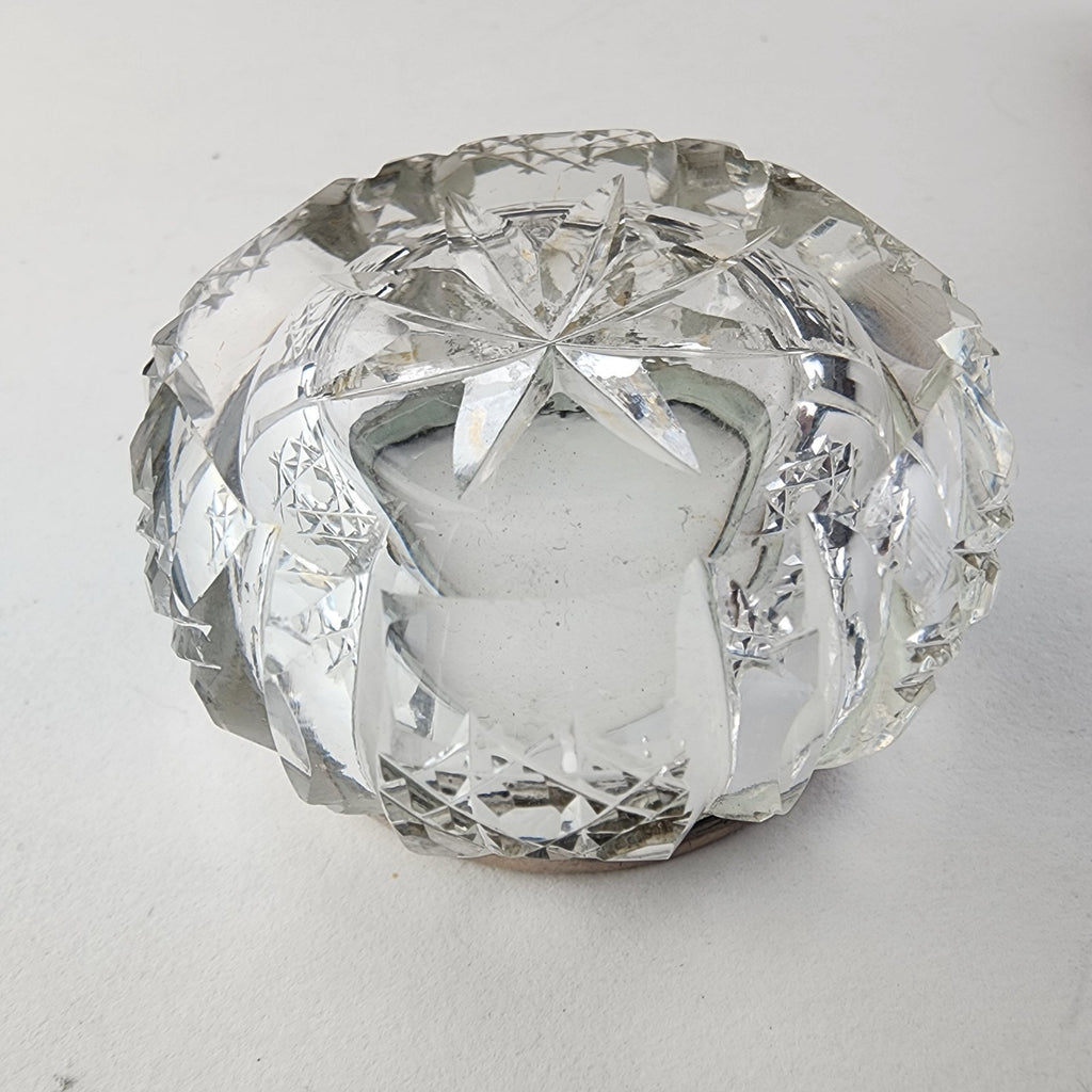 Cut Glass Salt Cellar Sterling Silver 925 Rim Marked 1914 London Antique