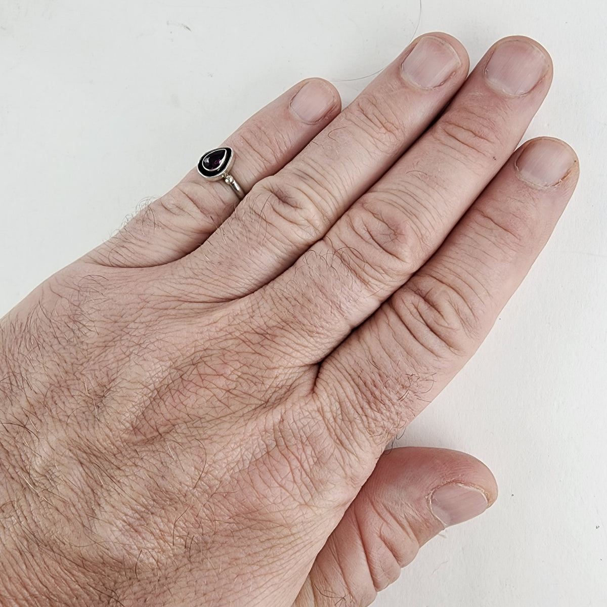 Vintage Garnet Shadowbox Ring Size 5 1/4 in Sterling Silver 925