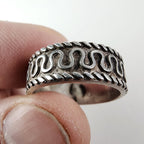 Vintage Mexico Wave Pattern Band Ring Size 8 1l4 in Sterling Silver 925