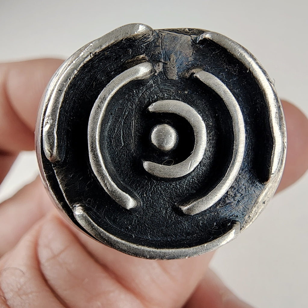 Vintage GB Labyrinth Maze Ring Size 13 1/2 in Sterling Silver 925