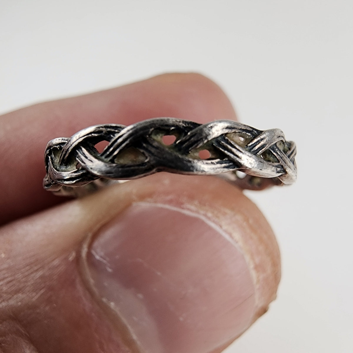 Vintage Braided Textured Band Ring Size 6 1/2 in Sterling Silver 925