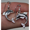 Vintage Dolphin Sterling Silver 925 Dangle Earrings