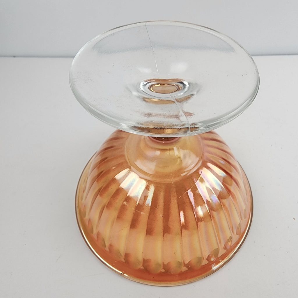 4" Marigold Carnival Glass Stemmed Ice Cream Sherbet Dessert Dish Set of 4