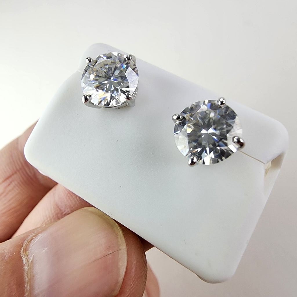 4.0ctw Round Cut Moissanite Stud Earrings Sterling Silver 925 VVS1 D Color