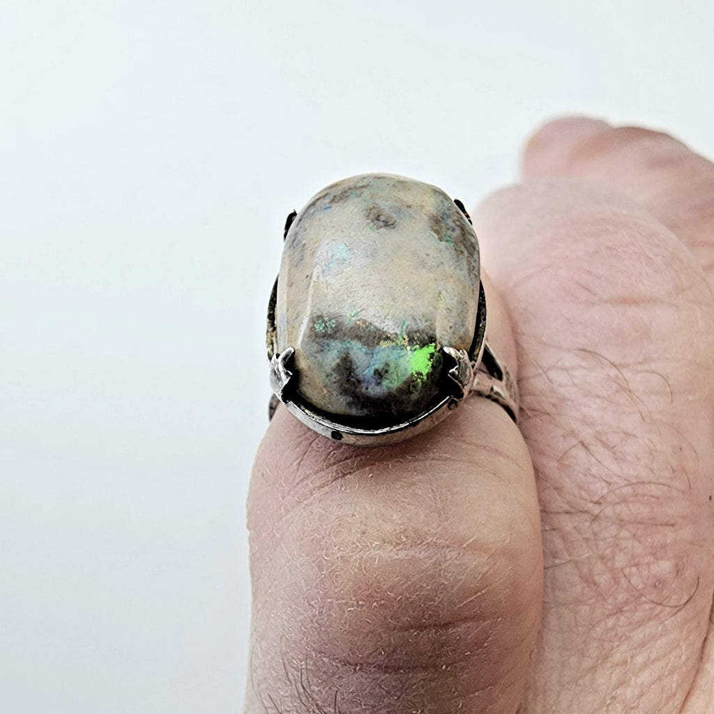 Boulder Opal Adjustable Size Ring Sterling Silver 925 Vintage
