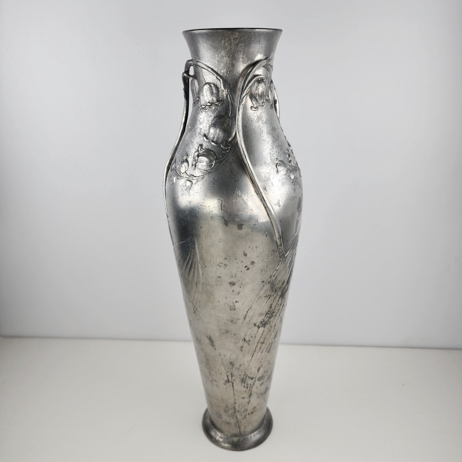 Art Nouveau Lily of the Valley Kayserzinn Floral Pewter Vase 4312 Antique