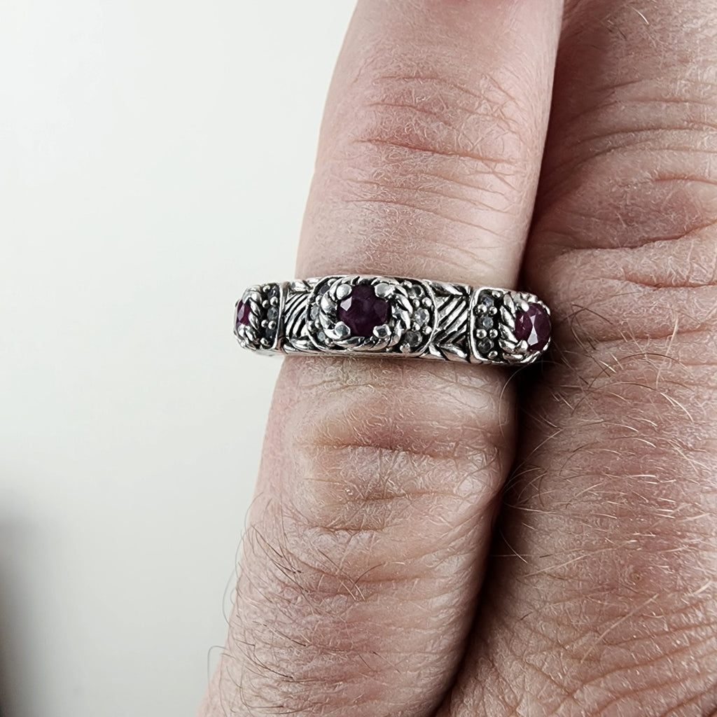 Judith Ripka Designer Ruby Ring Size 6 1/4 Sterling Silver 925 Vintage