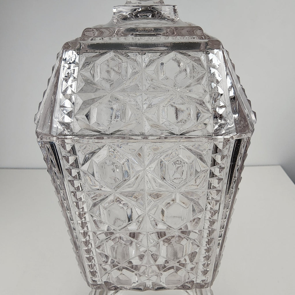 Purple Depression Pressed Glass Lidded Cookie Jar 8 1/2" Tall Vintage