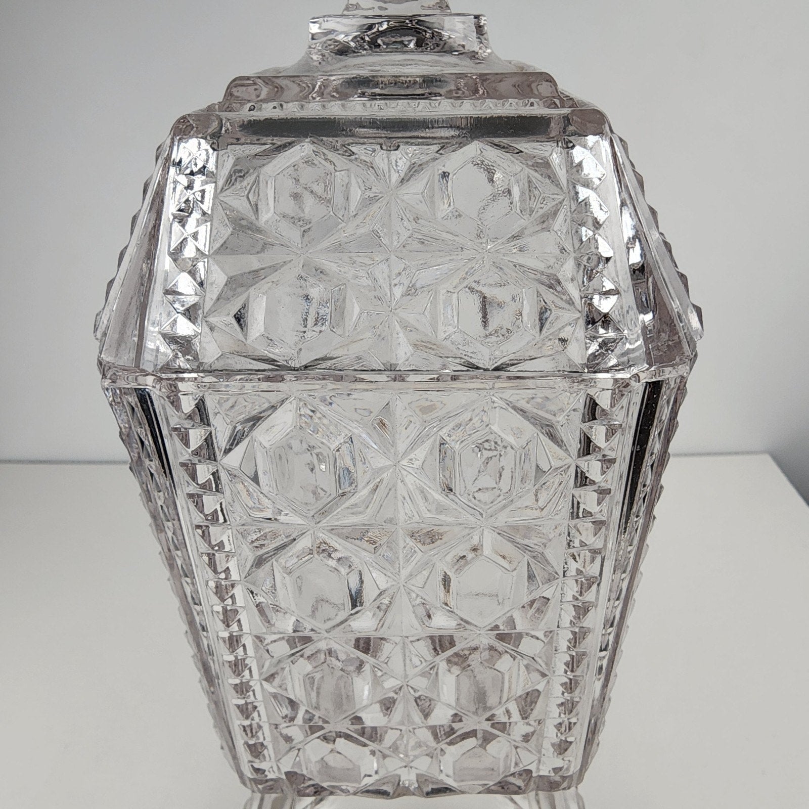 Purple Depression Pressed Glass Lidded Cookie Jar 8 1/2" Tall Vintage