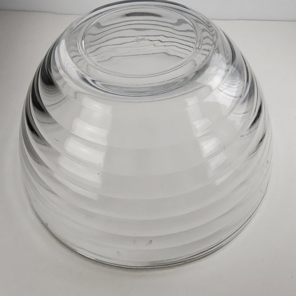 11" Anchor Hocking Glass Salad Bowl with Stepped Pattern