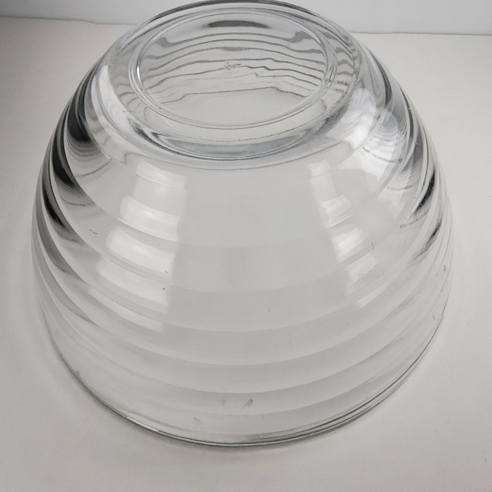 11" Anchor Hocking Glass Salad Bowl with Stepped Pattern