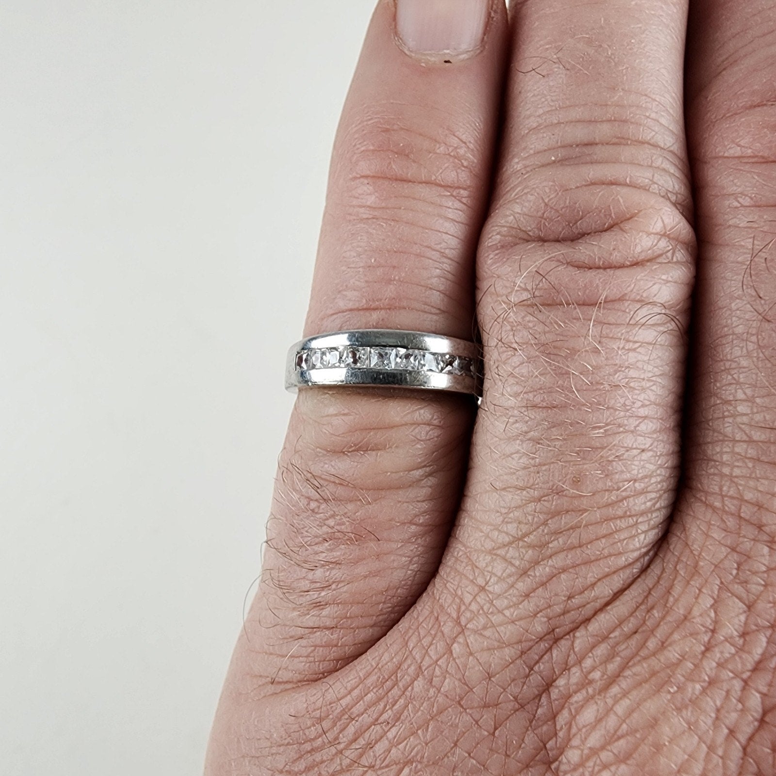Channel Set CZ Ring Size 7 1/2 Sterling Silver 925 Vintage