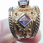 Textured Amethyst Band Ring Size 7 Sterling Silver 925