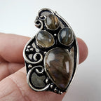 Rainbow Moonstone Shield Ring Size 7 Sterling Silver 925 Vintage
