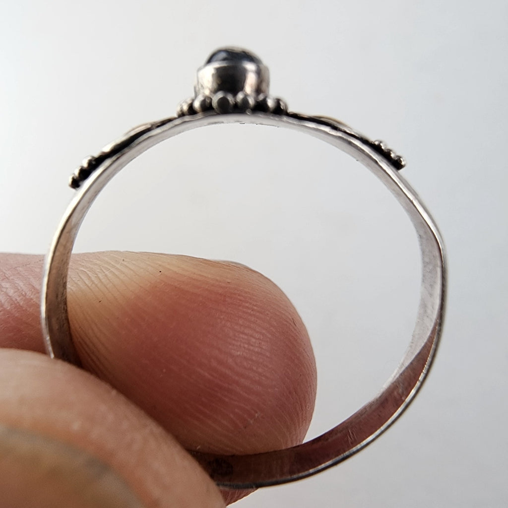 Nepal Quartz Brass Accent Ring Size 8 Sterling Silver 925 Vintage