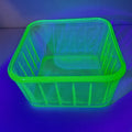 4" Anchor Hocking UV Uranium Ribbed Square Glass Container