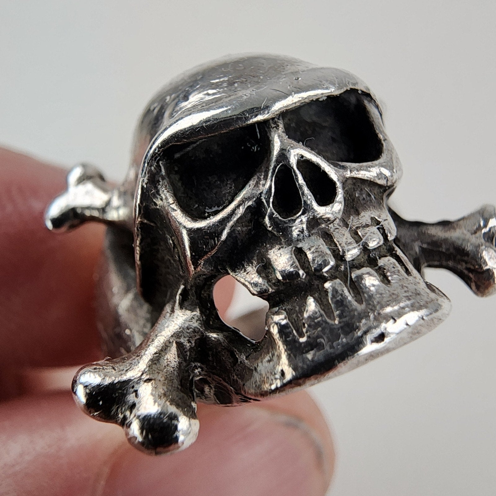 Biker Skull & Crossbones Ring Size 10 Sterling Silver 925 Vintage