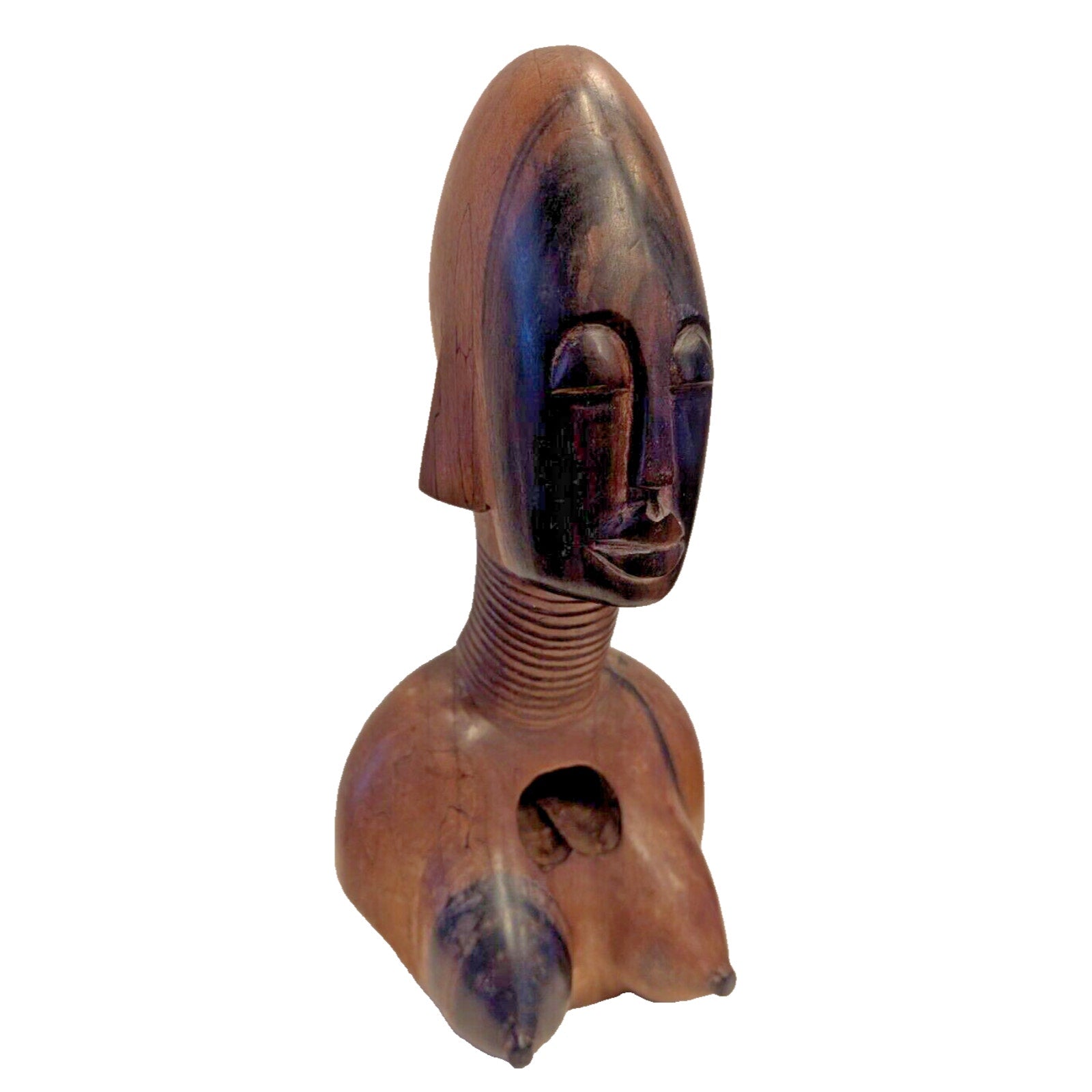 Midcentury African Carved Wood Nude Female Statue - 12" MCM Excellent Condition