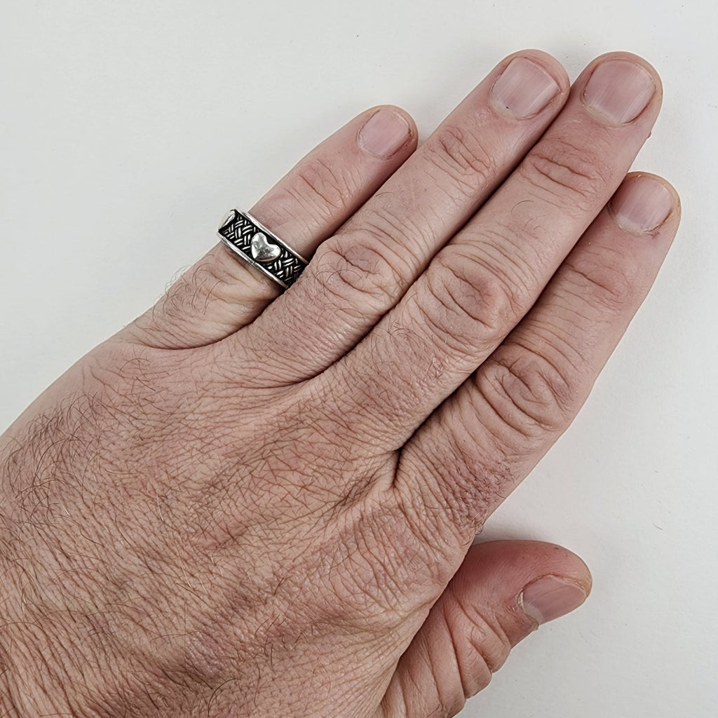 Brighton Basketweave Heart Eternity Band Ring Size 6 3/4 in Sterling Silver 925