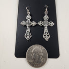 Celtic Cross Sterling Silver 925 Fish Hook Dangle Earrings