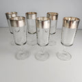 Silver Rimmed Stemmed Cordial Glasses Set of 6