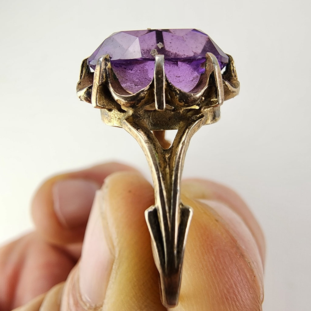 Purple Sapphire Russian Ring Size 9 Sterling Silver 875 Vintage